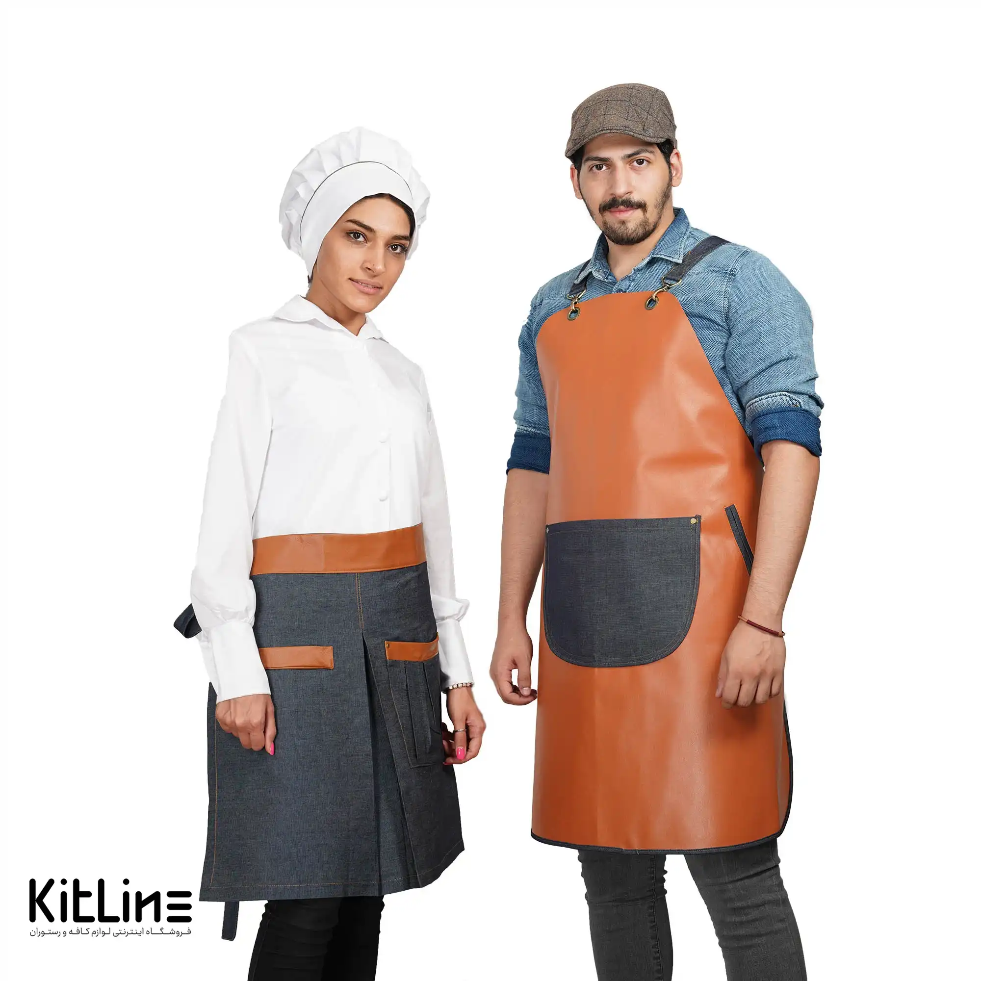 نیم پیشبند جین کمر چرمی تک جیب - تصویر 5