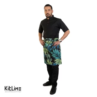 نیم پیشبند طرح برگ سبز و مشکی برند سارا فرم