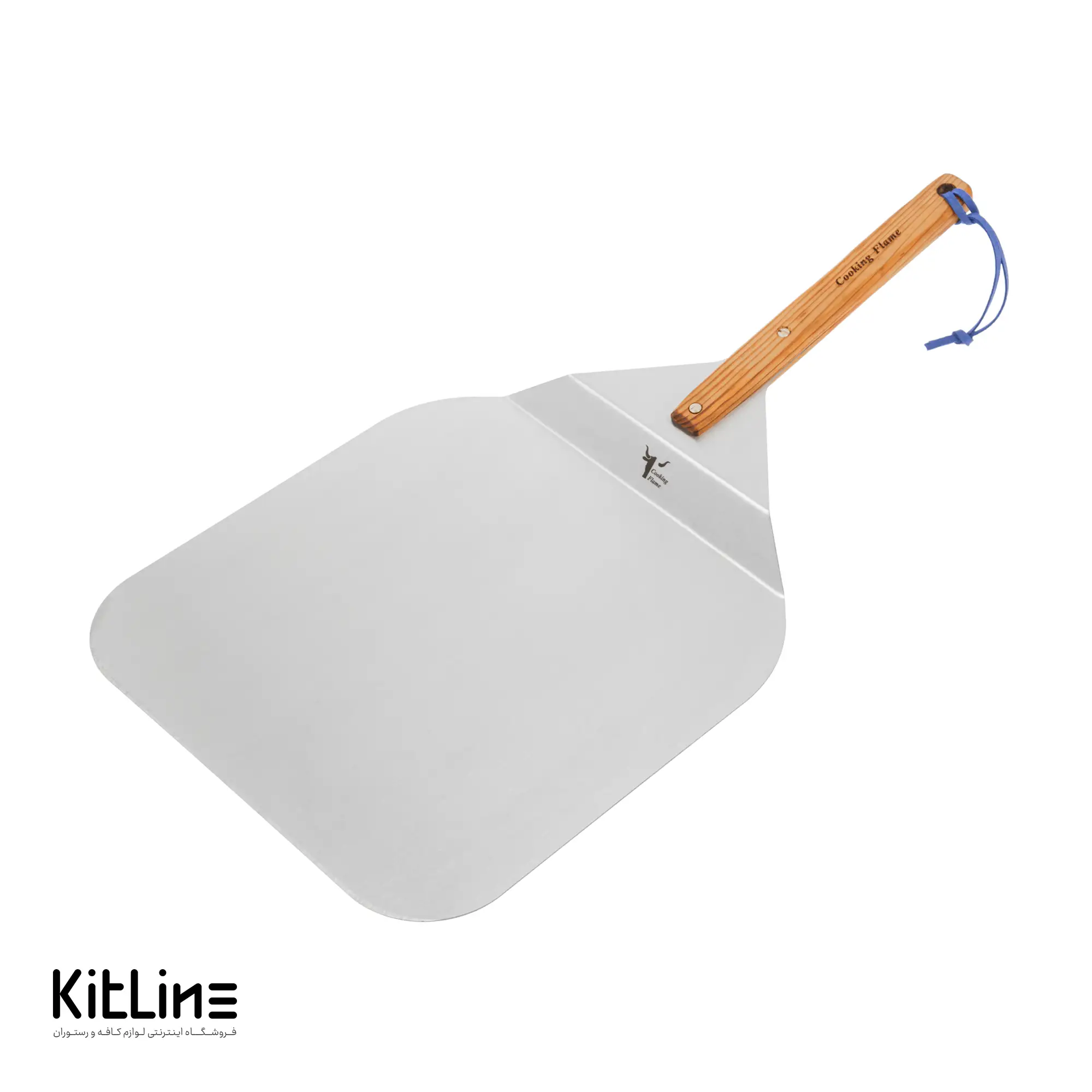 پارو پیتزا استیل مستطیلی کف ۳۰ دسته چوبی ۲۴ سانتیمتری کوکینگ فلیم (Cooking Flame)