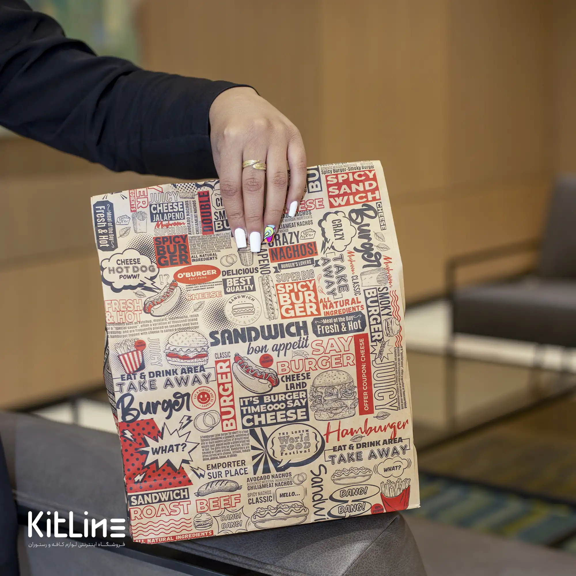 پاکت بیرون بر یکبار مصرف کاغذی کرافت ۲۶×۳۶ سانتیمتری روزنامه ای (کارتن ۳۵۰ عددی) - تصویر 7