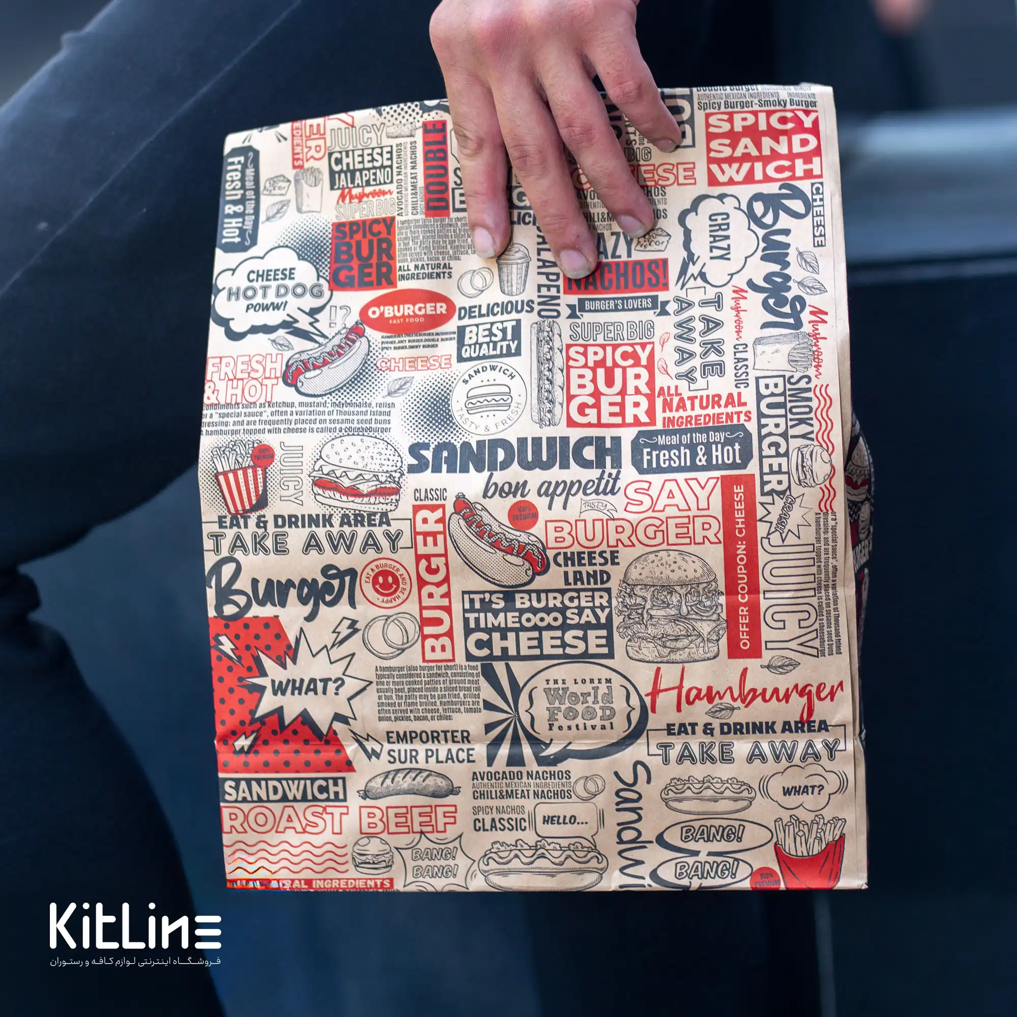 پاکت بیرون بر یکبار مصرف کاغذی کرافت ۲۶×۳۶ سانتیمتری روزنامه ای (کارتن ۳۵۰ عددی) - تصویر 6