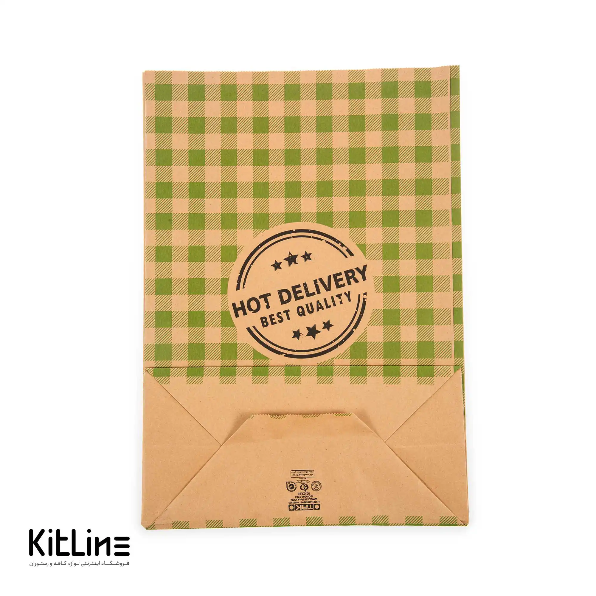 پاکت بیرون بر یکبار مصرف کاغذی کرافت ۲۹×۴۱ سانتیمتری شطرنجی سبز (کارتن ۲۵۰ عددی) - تصویر 3