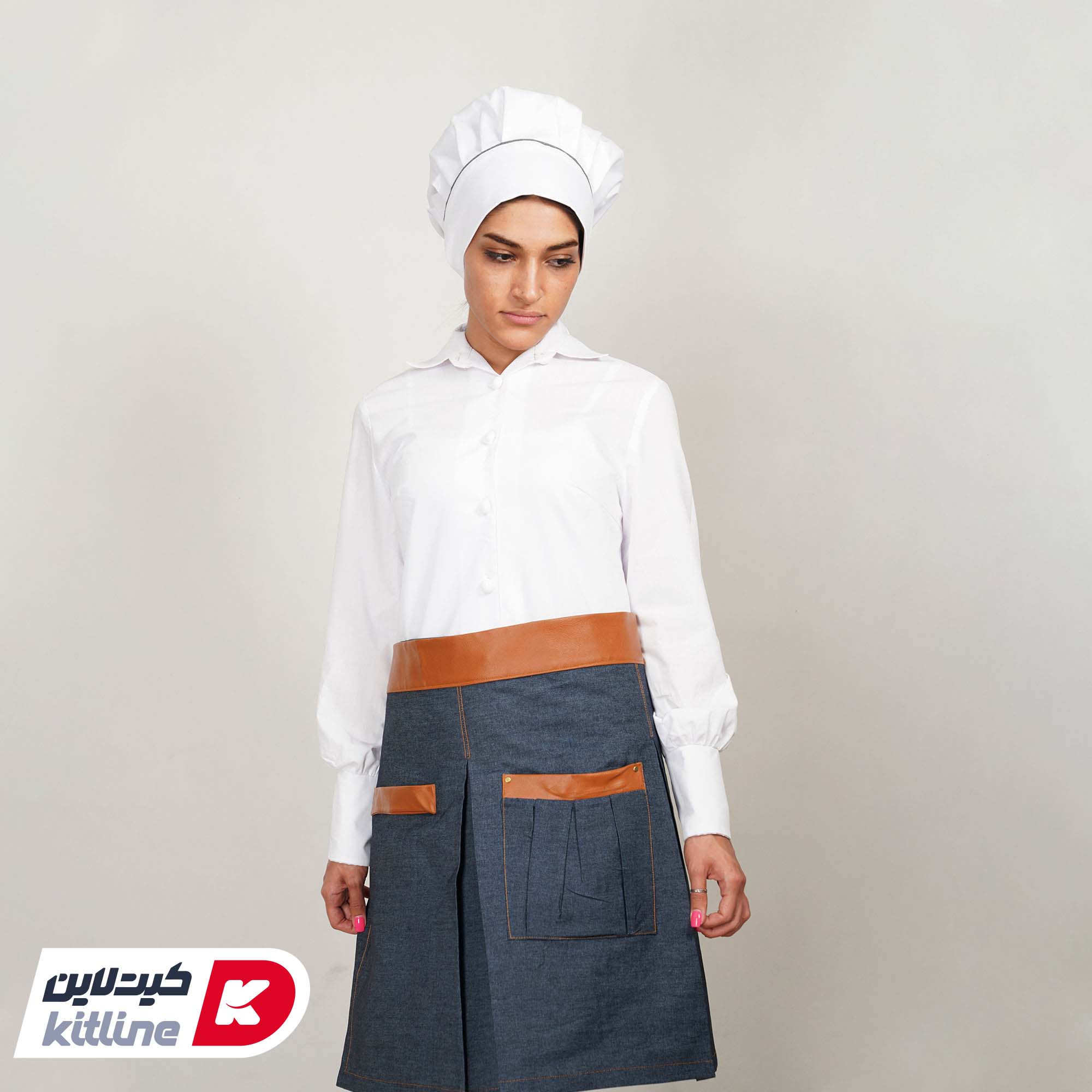 کلاه سرآشپز زنانه بند دار سفید - تصویر 4