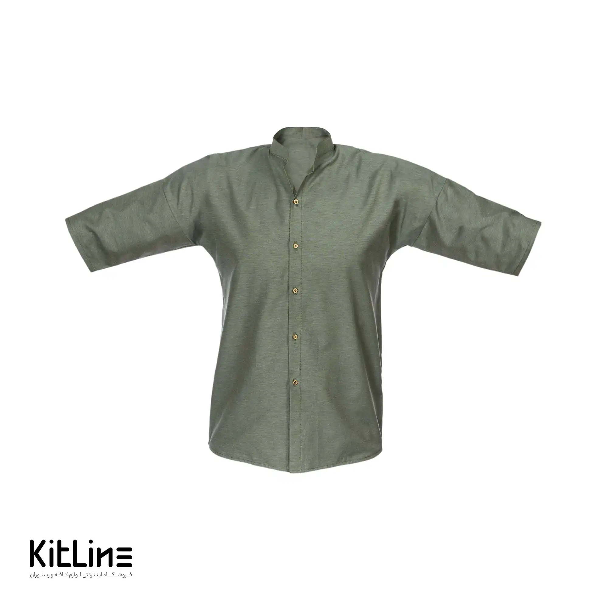 پيراهن آستین سه ربع لینن سبز فراز - تصویر 2