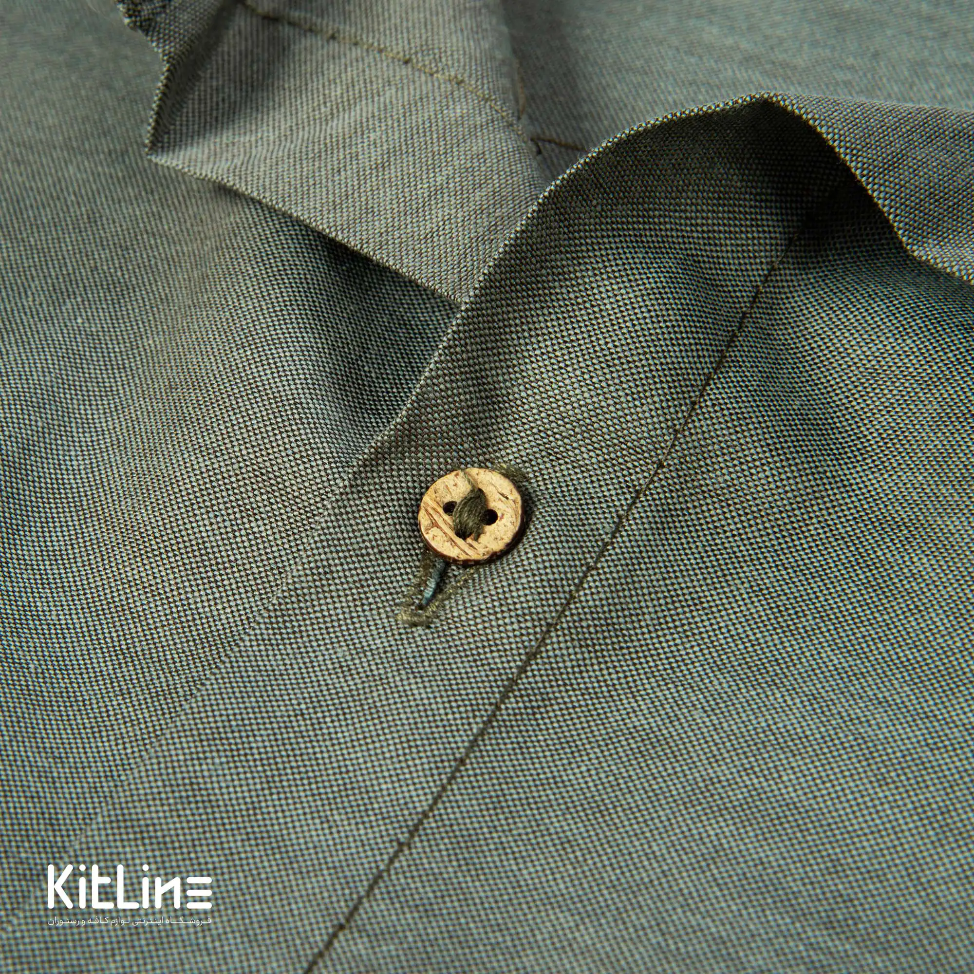 پيراهن آستین سه ربع لینن سبز فراز - تصویر 3