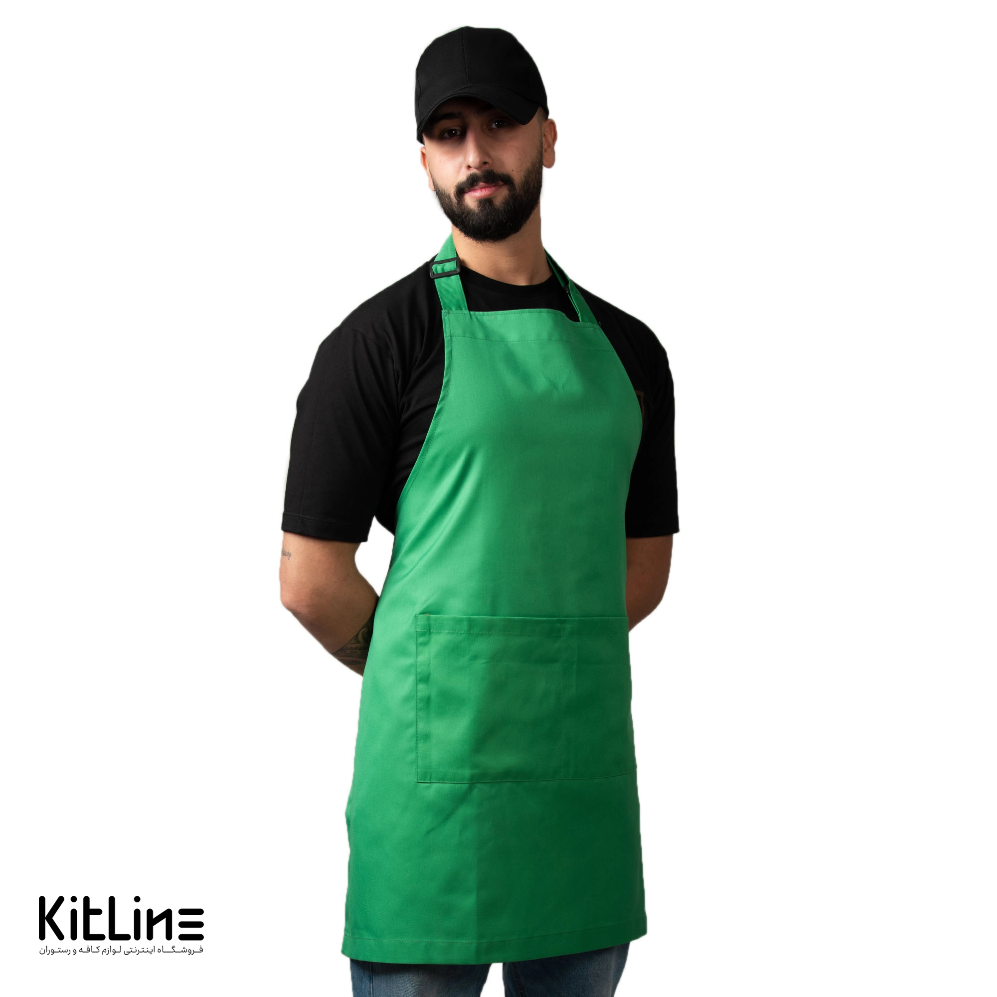 پيشبند دو جيب سبز سارا فرم