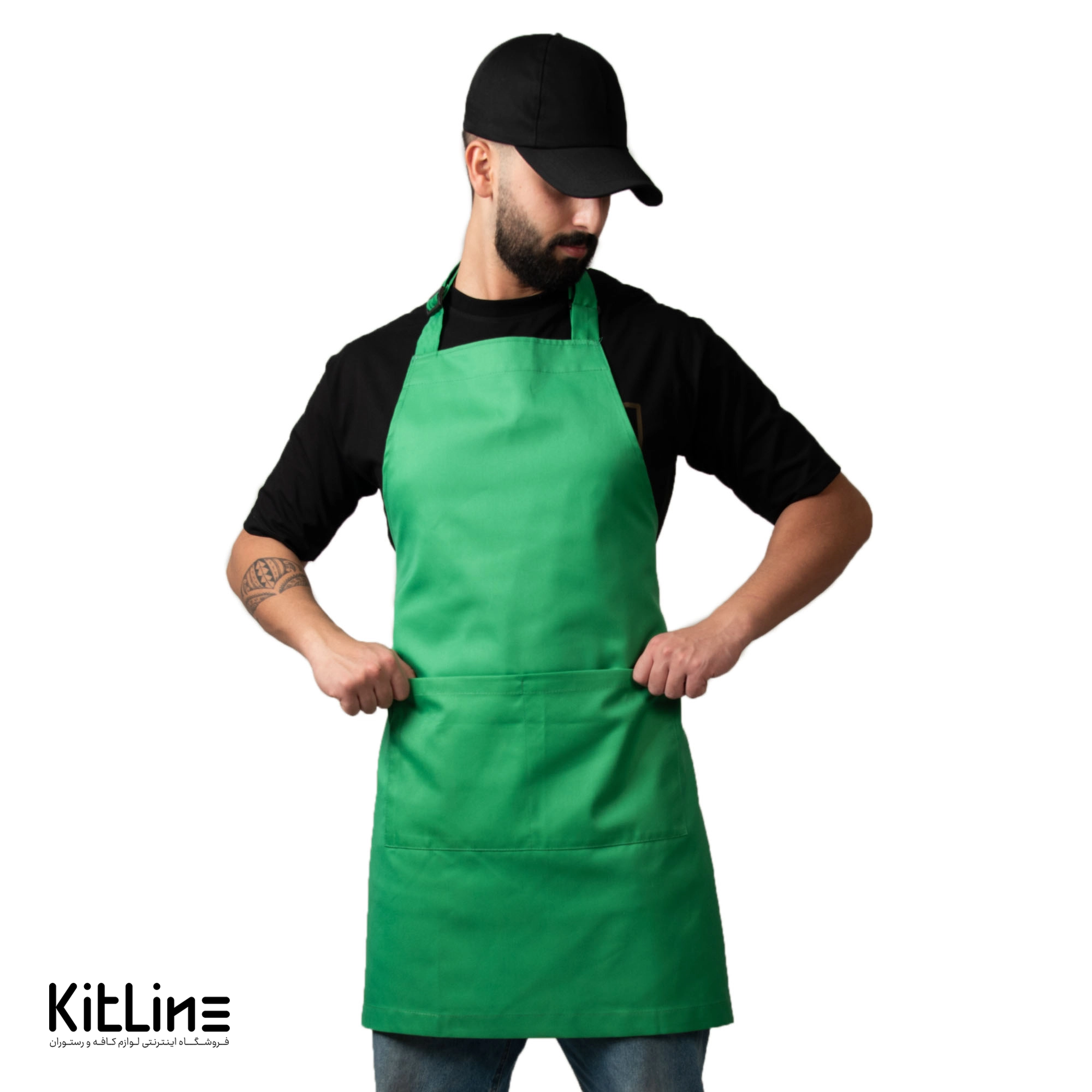 پيشبند دو جيب سبز سارا فرم - تصویر 6