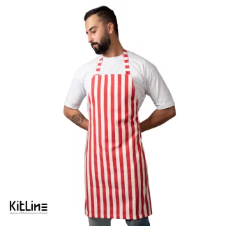 پيشبند راه راه قرمز سارا فرم