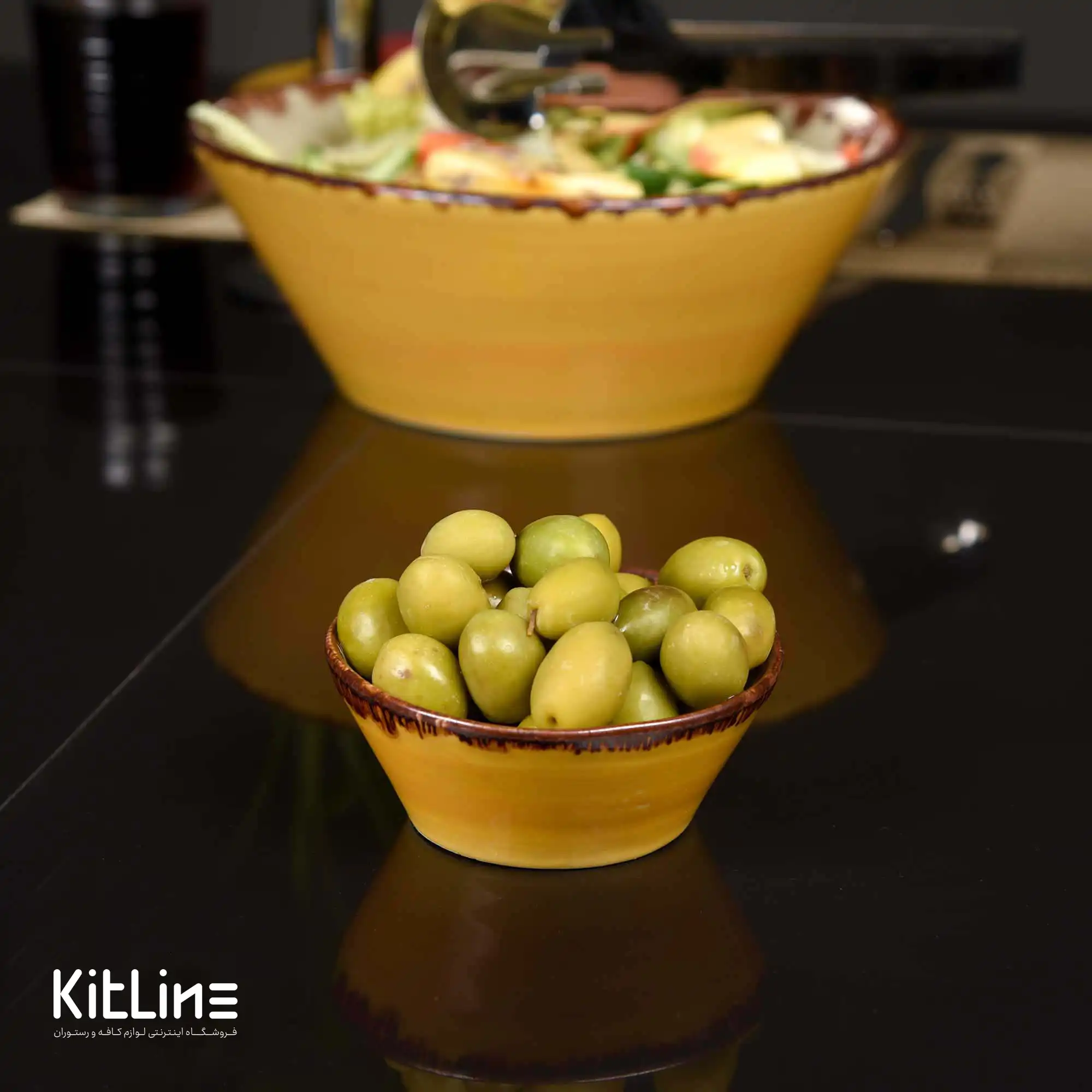 پیاله سرامیکی ۱۰ سانتیمتری زرد نارنجی باند دار - تصویر 6