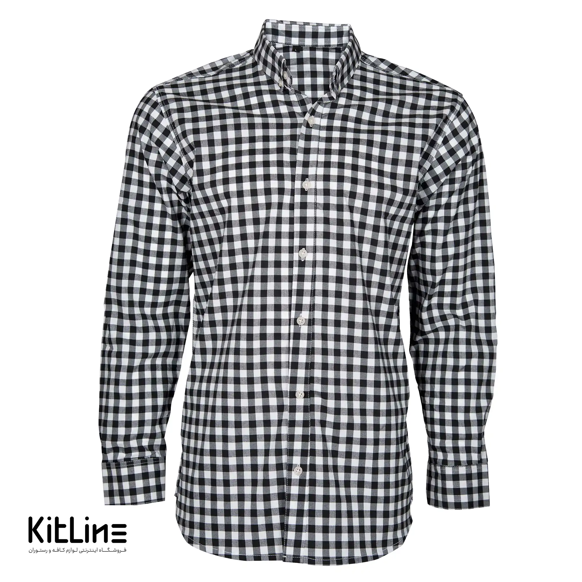 پیراهن آستین بلند چهارخانه مشکی - تصویر 2
