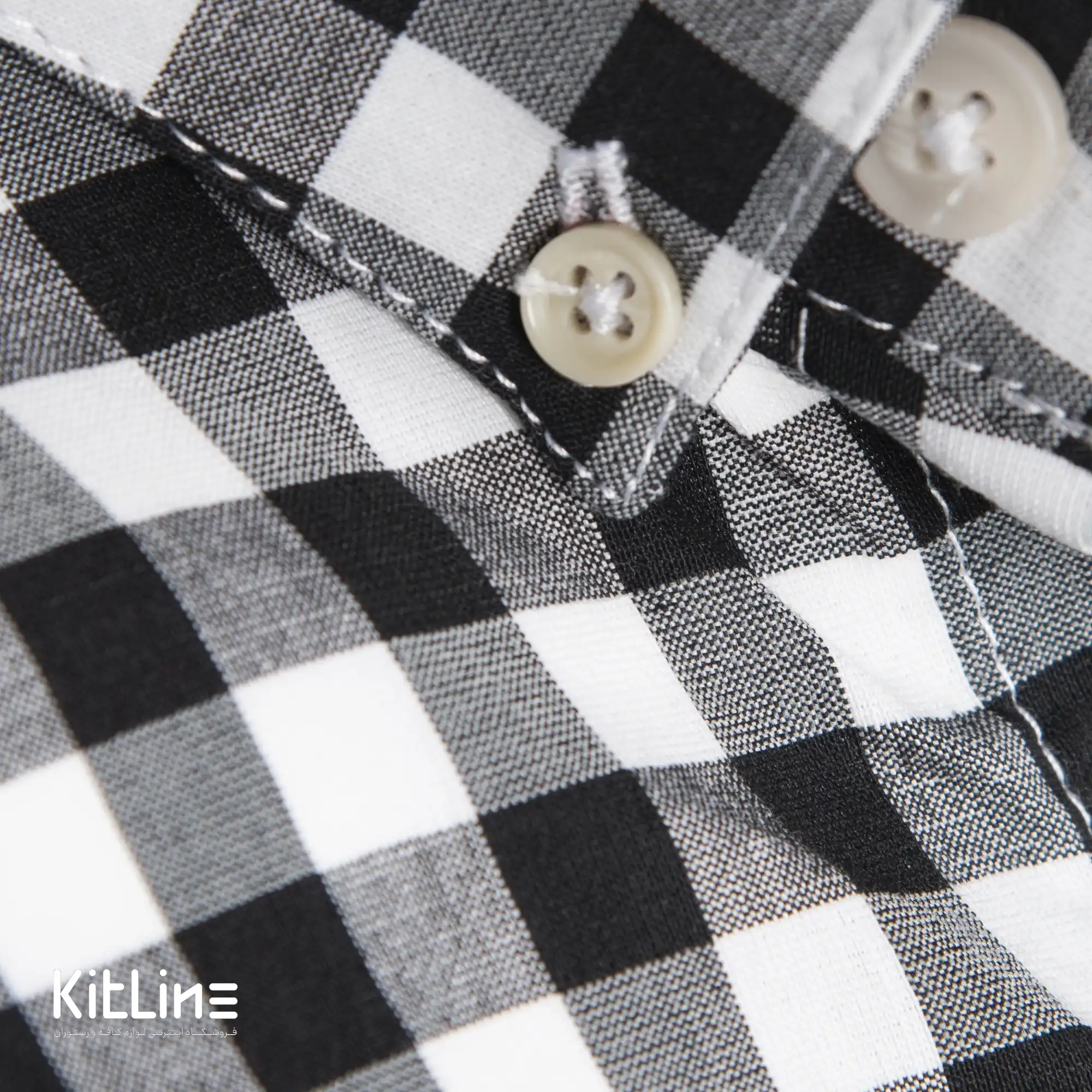 پیراهن آستین بلند چهارخانه مشکی - تصویر 4