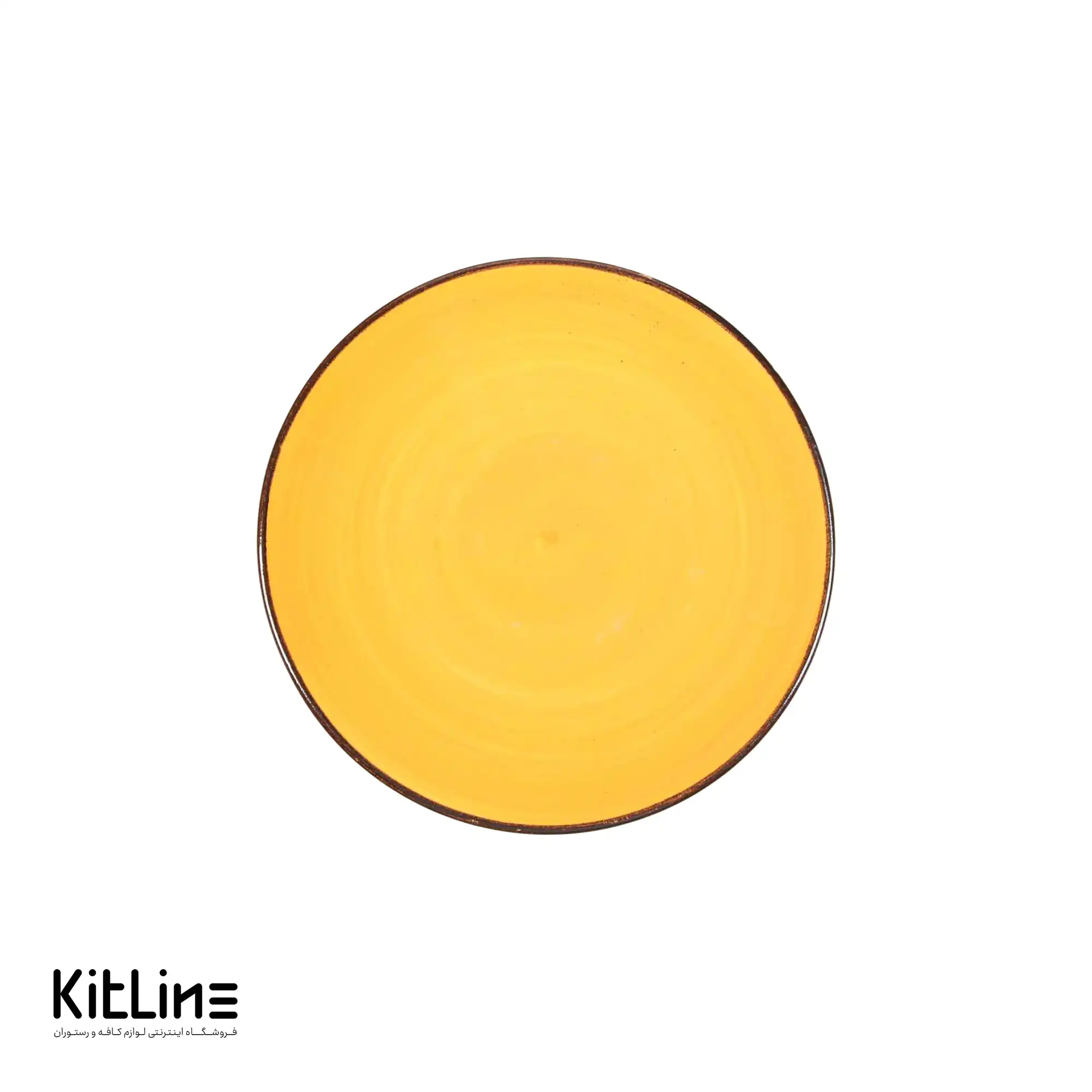 پیش دستی سرامیکی ۲۰ سانتیمتری زرد نارنجی باند دار