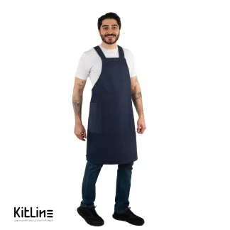 پیشبند آبی تک جیب نوار ضربدری کیوان