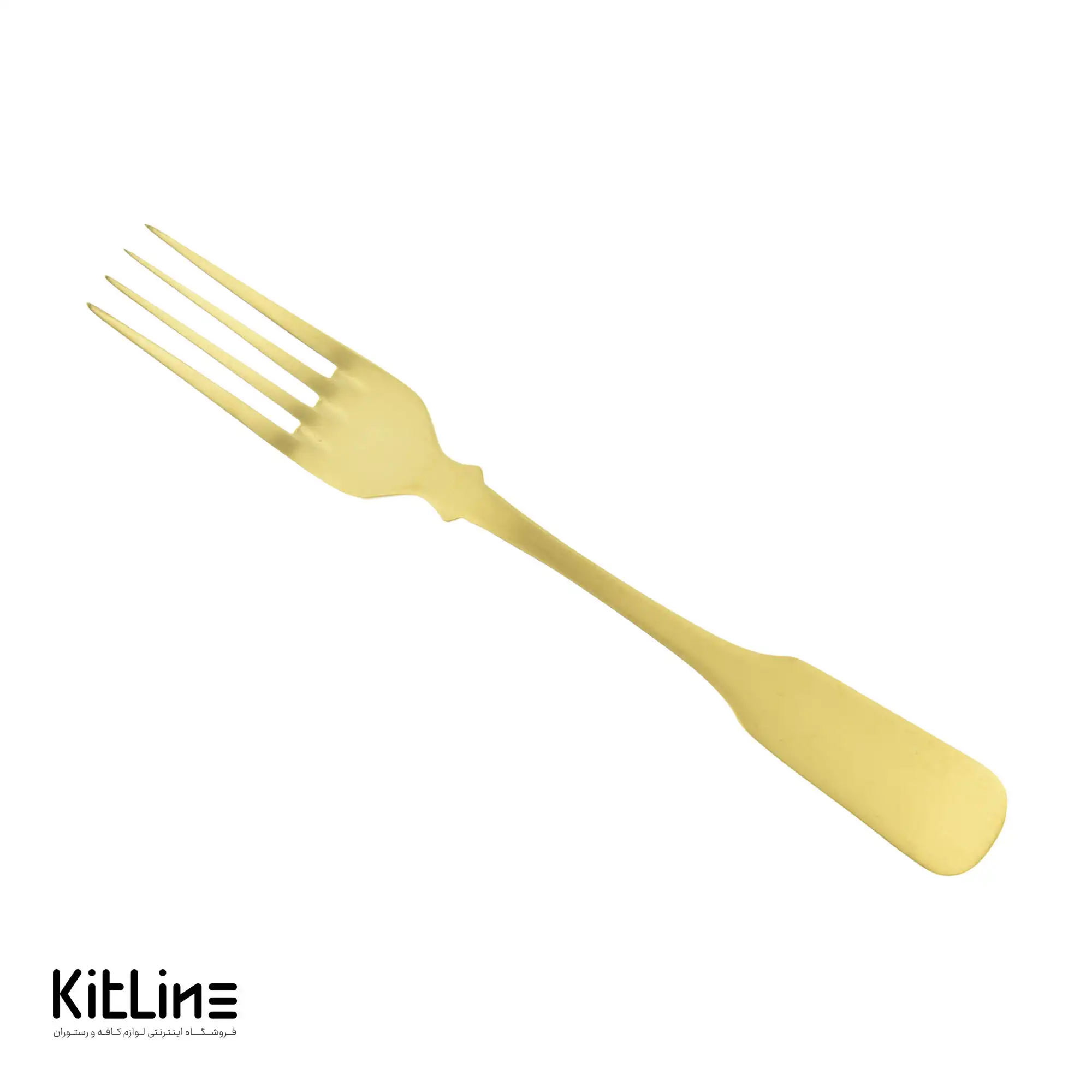 چنگال غذا خوری صنایع استیل مدل برشیا تمام مات طلایی