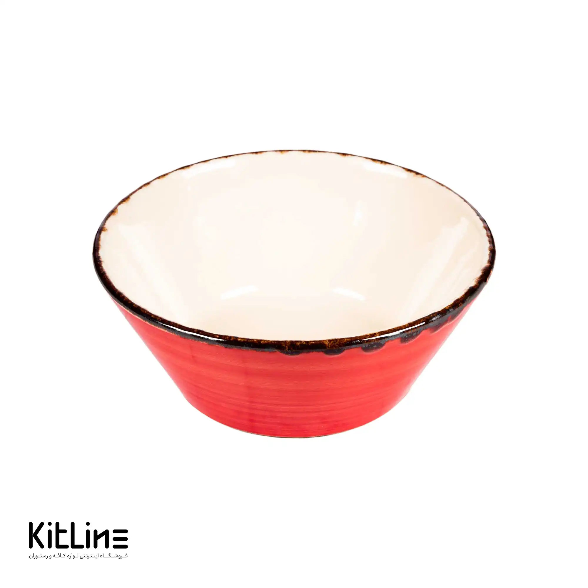 کاسه سرامیکی ۱۶ سانتیمتری قرمز باند دار