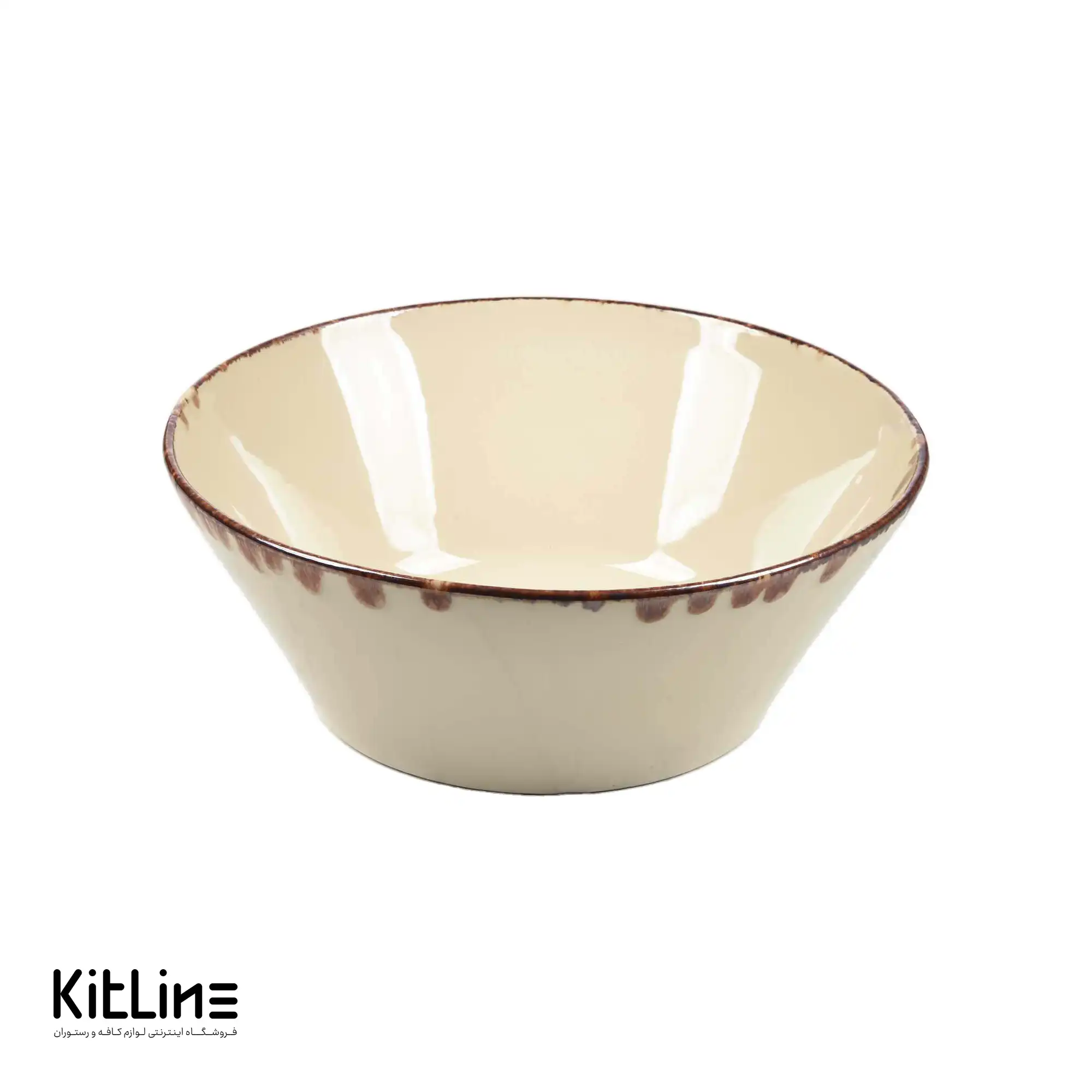 کاسه سرامیکی ۲۴ سانتیمتری کرم باند دار