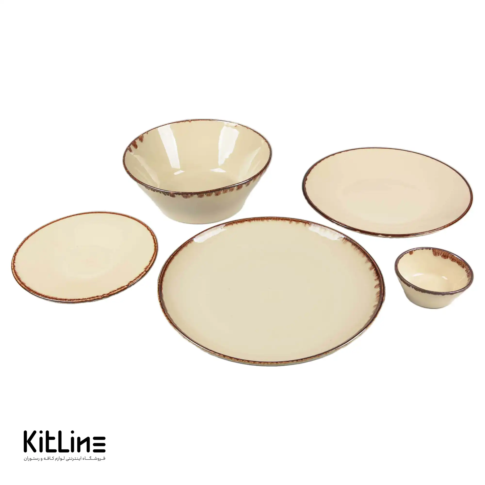 کاسه سرامیکی ۲۴ سانتیمتری کرم باند دار - تصویر 4