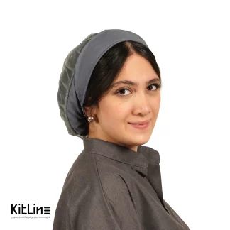 کلاه آشپزی توری پشت کش‌دار طوسی