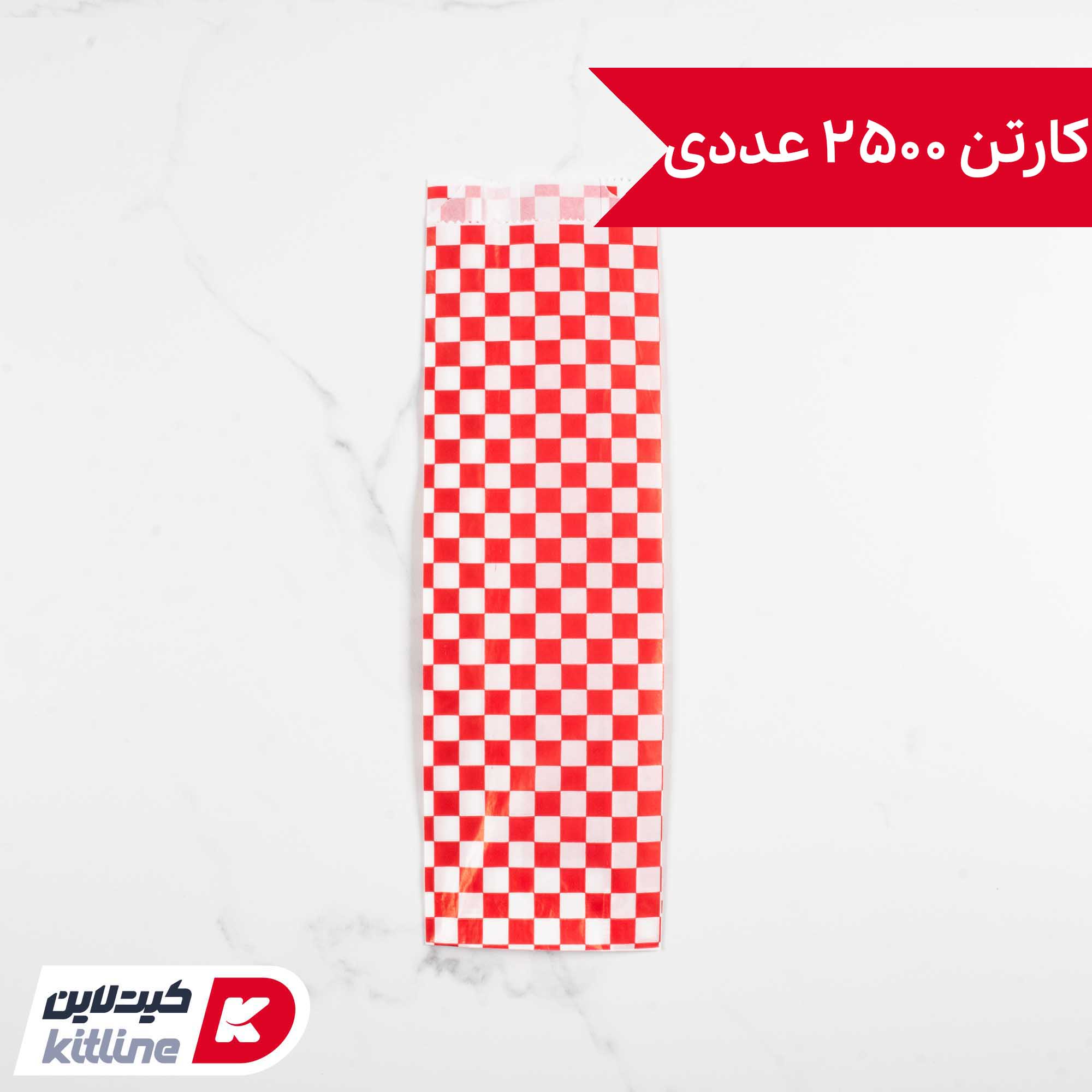 پاکت ساندويچ یکبار مصرف مومی ۹×۳۰ سانتیمتری شطرنجی قرمز (کارتن ۲۵۰۰ عدی)