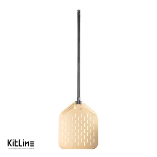 پارو پیتزا پانچ آلومینیومی مستطیلی کف ۳۵.۵ طلایی، دسته تا شو ۸۰ سانتیمتری بست (BEST)