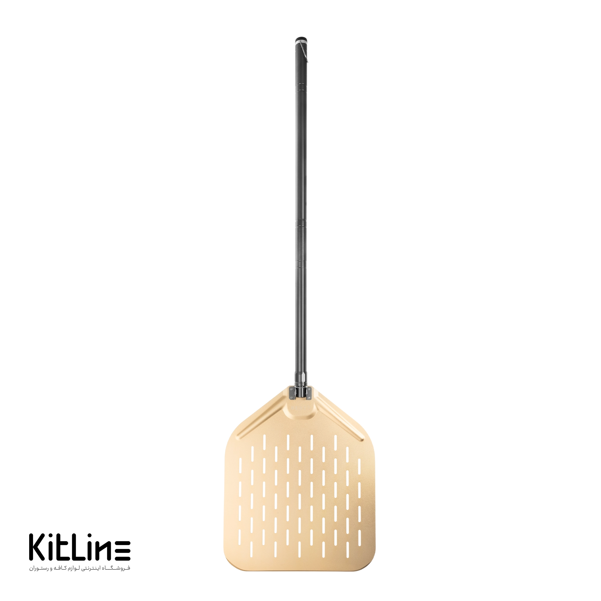 پارو پیتزا پانچ آلومینیومی مستطیلی کف ۳۵.۵ طلایی، دسته تا شو ۸۰ سانتیمتری بست (BEST)