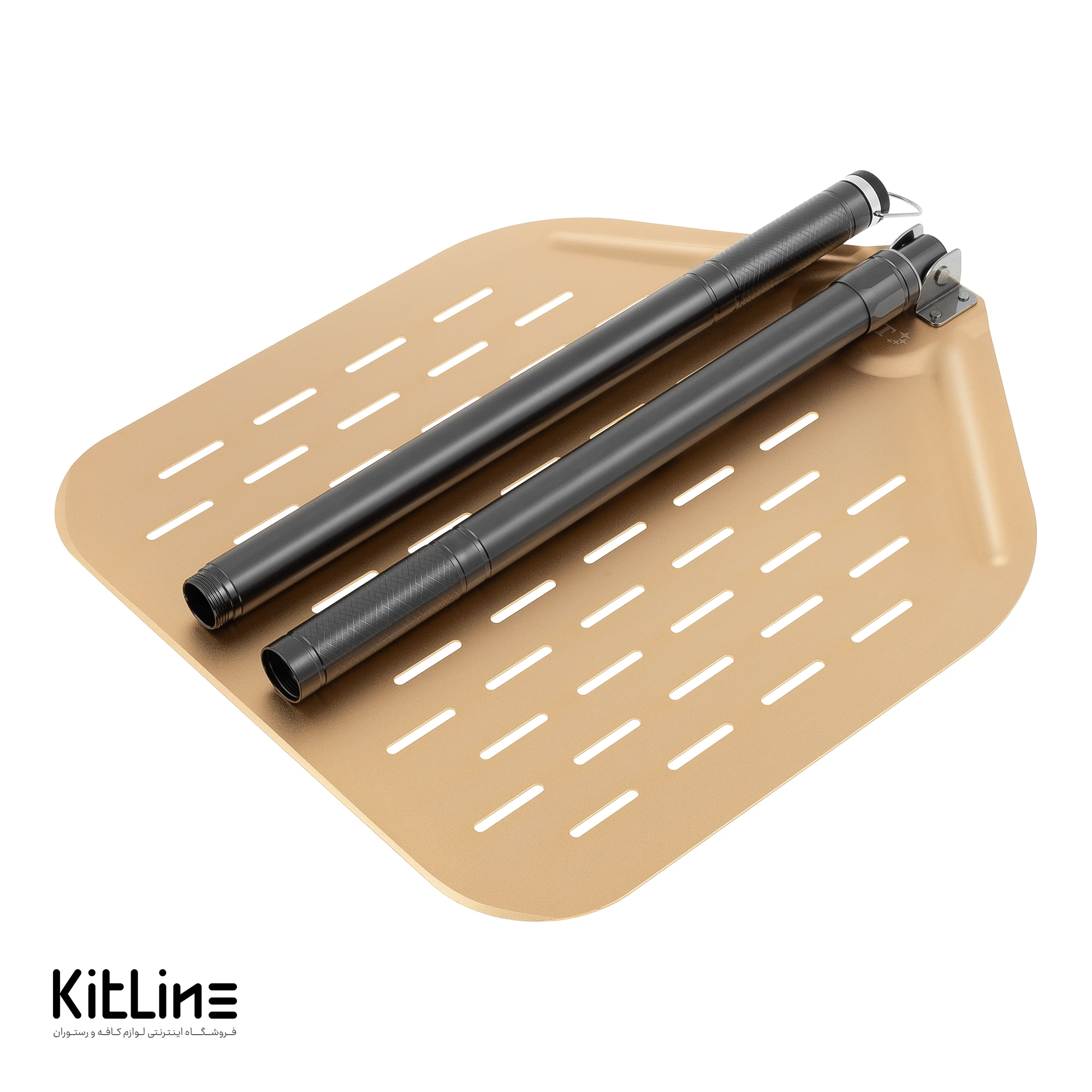 پارو پیتزا پانچ آلومینیومی مستطیلی کف ۳۵.۵ طلایی، دسته تا شو ۸۰ سانتیمتری بست (BEST) - تصویر 2