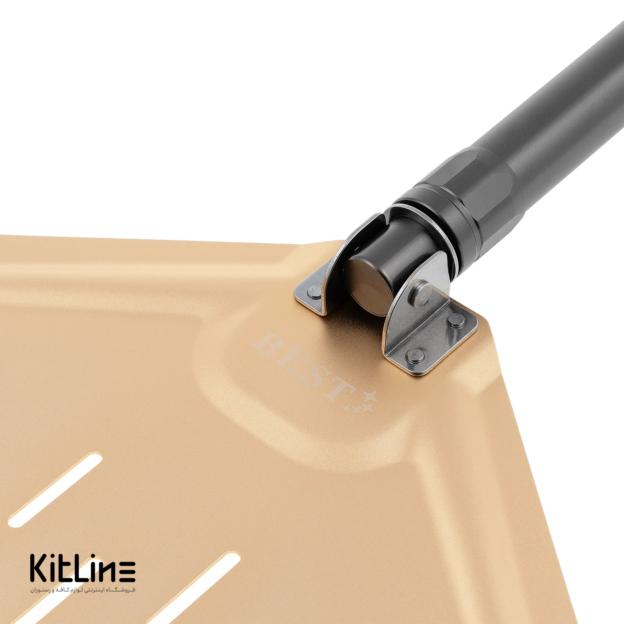 پارو پیتزا پانچ آلومینیومی مستطیلی کف ۳۵.۵ طلایی، دسته تا شو ۸۰ سانتیمتری بست (BEST) - تصویر 3