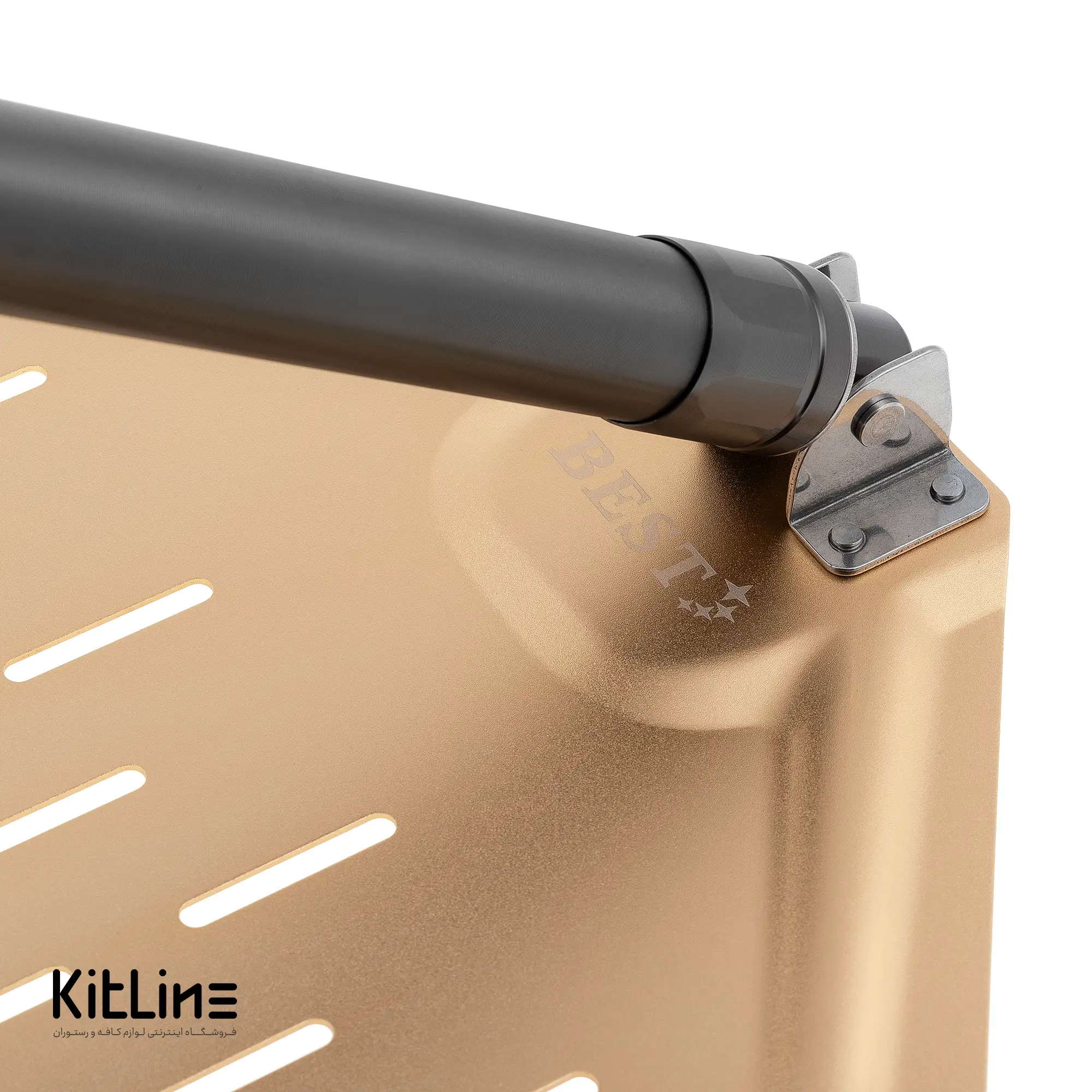 پارو پیتزا پانچ آلومینیومی مستطیلی کف ۳۵.۵ طلایی، دسته تا شو ۸۰ سانتیمتری بست (BEST) - تصویر 6