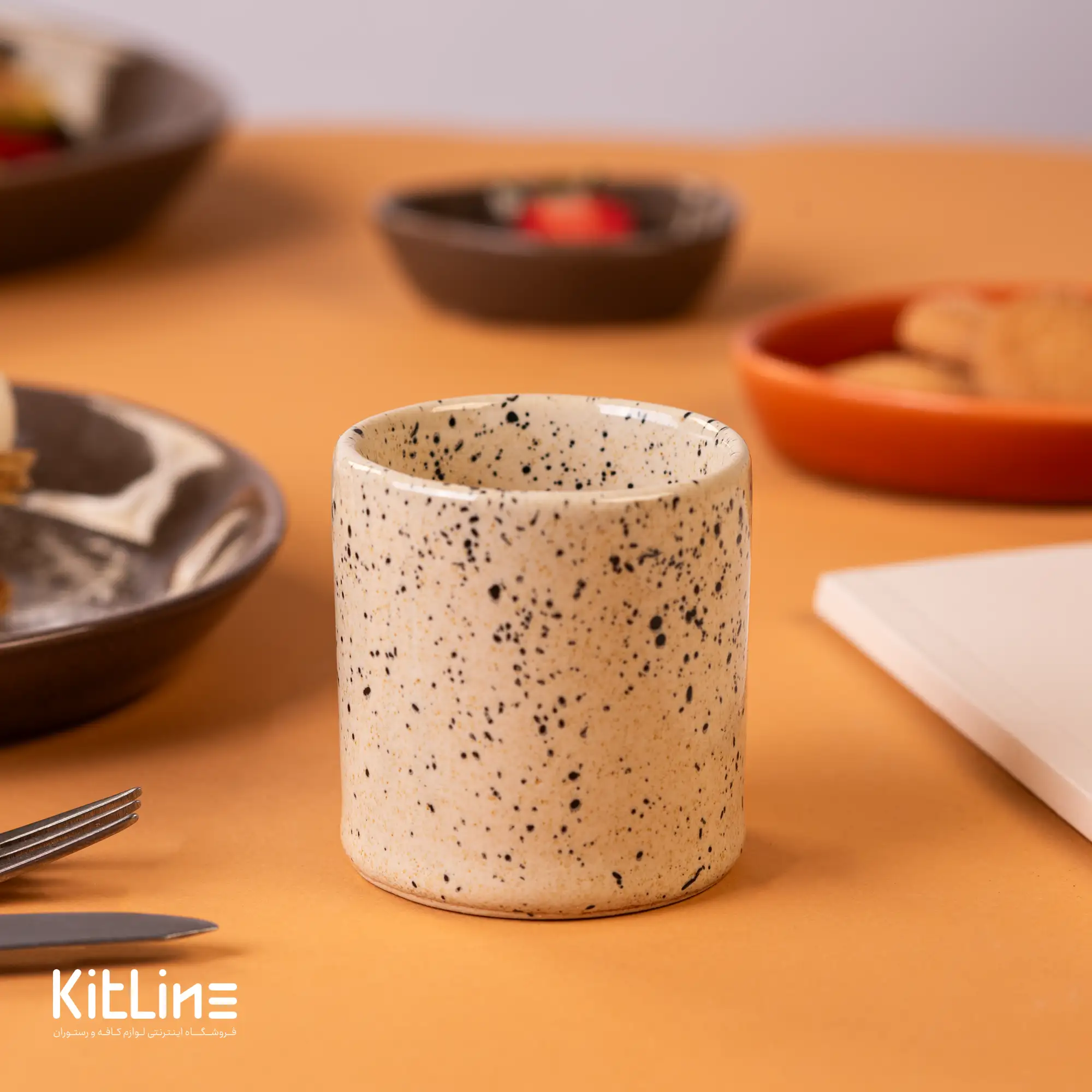 شات دبل سرامیکی ۱۰۰ میلی لیتری طرح خال دار کرم - تصویر 3