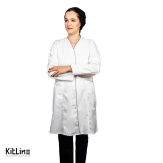 مانتو روپوش سفيد مغزی چهارخانه مدل ترنج